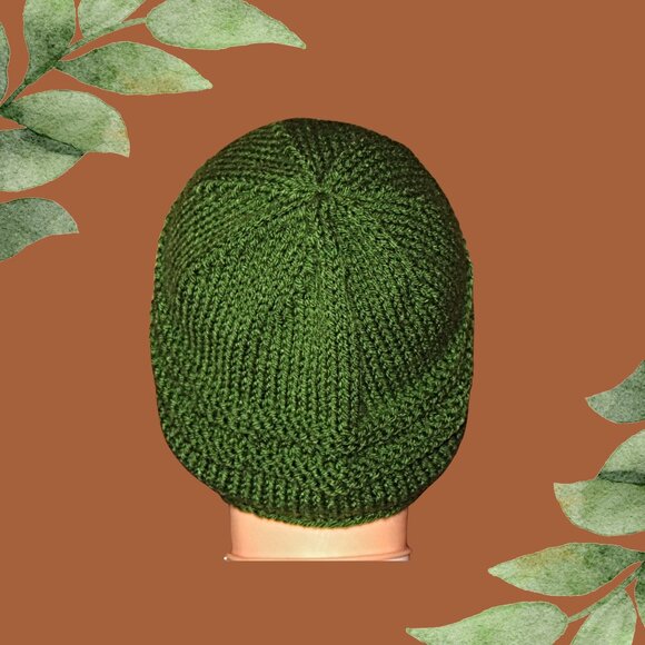 Green Slouchy Beanie for Adults & Teens Cozy Knit Winter Hat Fashion Accessory - Picture 3 of 4